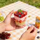 Ginkgo 100 Sets (300 Pieces) 5 oz Dessert Cups with Lids and Spoons, Clear Plastic Parfait Cups, Disposable Appetizer Cups for Pudding, Jello, Mousse, Ice Cream, Party & Catering Supplies