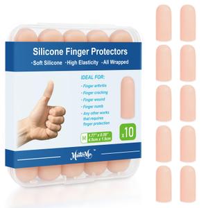 Gel Finger Cots Protectors, Silicone Fingers Covers Bandages Caps Sleeves for Fingertip Thumb Protection, Ideal for Trigger, Arthritis, Cracking, Blisters, Callus, Hangnail & Pain Relief (Nude, M, 10PCS)