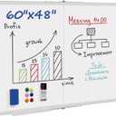 Dry Erase White Board 60 X 48 Inch, Wall-Mounted Silver Aluminum Frame Marker Presentation Board, 5' X 4' Foldable Portable Whiteboard with Pen Tray for School, Classroom, Office & Home