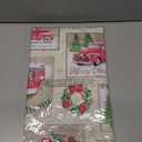 Newbridge Yuletide Christmas Tree Farm Red Barn Truck Vinyl Flannel Back Tablecloth, 70 Inch Round, Nostalgic Holiday Wipe Clean Easy Care Table Cover