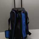 Double Roller 2 Ball Bowling Bag with Separate Shoe Compartment for Bowling Shoes (Up To US Men's Size 15) and Oversized Accessory Pocket, Retractable Handle - Extends to 40" (Black-Blue)