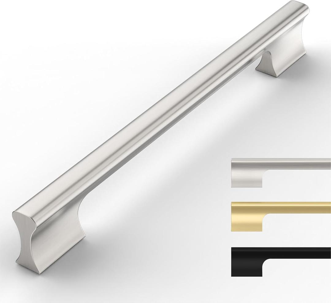 10 Pack Brushed Satin Nickel Cabinet Pulls - 7.5 Inch Handles for Kitchen Cabinets and Drawers (7.5"/192MM Hole Center)