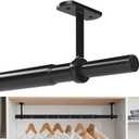 Closet Rods for Hanging Clothes Ceiling or Wall Mounted, 17-95 Inch Closet Rod Heavy-Duty Stepless Telescopic Clothes Hanging Rod for Closet Kitchen Laundry Room Living Room Balcony (Black)