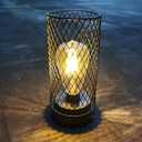 Solar Lanterns Outdoor Waterproof Lights Garden Decorations, Black Metal Lantern Decor,Solar Powered LED Lamp for Patio Tabletop Porch Deck Yard (8.2(1pcs))