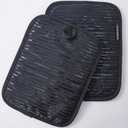 2 Pack Pot Holders for Kitchen, 7 x 9 Inch Cotton and Non-Slip Silicone Potholders Heat Resistant, Oven Cooking Hot Pads Pan Holder (Black)