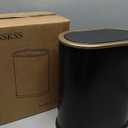 KSSKSS 1.8 Gallons Small White Bathroom Trash Can with Lid, Slim Bathroom Garbage Bin, Dog Proof Trash Can with Pop-Up Lid for Bedroom,Toile, Black
