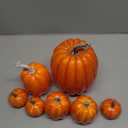 HELLORSO 7Pcs Artificial Pumpkins Faux Foam Fall Harvest Pumpkin Halloween Thanksgiving Decorations Indoor for Home, Lifelike Simulation Foam Pumpkins Set Fall Harvest Home Party Supplies (Orange)