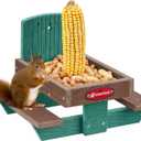 Kingsyard Squirrel Feeder Table for Outside, Recycled Plastic Squirrel & Chipmunk Picnic Table Feeder with Corn Cob Holder, 2 x Solid Structure Benches, Easy to Clean