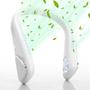 Bladeless Neck Fan - Portable Neck Fans with 3 Wind Speed,USB Rechargeable Personal Neck Fan, Hands-Free Design USB Fan - Ideal for Outdoor Activities and Travel (White)