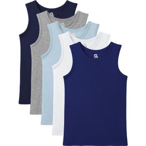 5 Pack Boys Tank Tops Boys Undershirts Kids Cotton Undershirts Tees Sleeveless Tank Tops Shirts for Kids Youth (Blue, M)
