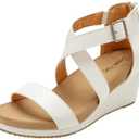 DREAM PAIRS Women's Open Toe Buckle Ankle Strap Summer Platform Wedge Sandals, 8.5