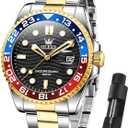 OLEVS Watch Men Luxury Big Face Dress Easy Read Mens Watches with Date Waterproof Luminous Stainless Steel Watches for Men Business Fashion Analog Quartz Men's Wrist Watches Rotatable Bezel Men Watch (G3610-Gold and Black)