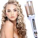 Crimper Hair Iron, Ceramic Hair Crimper Hair Waver 3 Barrel Curling Iron 0.6 inch / 16mm Perm Instant Curls,Hair Crimper and Wavers, Valentines Mothers Day Gifts for Women (Champagne)