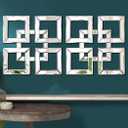 2 Pack Silver Mirrored Square Wall-Mounted Mirrors Modern Glam Accent Decor for Home