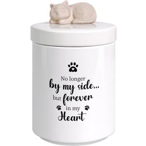 Cat Urns for Ashes, Ceramic, White, Decorative Urn for Ashes for Cat, Up to 45lbs, Pet Memorial