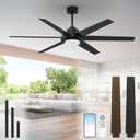 64 inch Ceiling Fans with Lights and Remote&APP,Industrial Ceiling Fan Reversible Quiet DC Motor, 6 Speed 3 CCT Dimiable, Modern Large Ceiling Fan for Living Room Farmhouse Patios Outdoor Gazebo Black