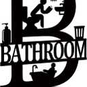 Metal Bathroom Signs Wall Decor, 12x14 Inch Black Bathroom Wall Art, Farmhouse Funny Restroom Sign for Modern Home Decoration Gift for Housewarming
