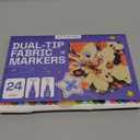 ARTISTRO 24 Dual-Tip Fabric Markers - Fabric Decorating Kit - Permanent for Clothes - No Bleed Pens for T-Shirts, Bags, Textile, Canvas, and More (Brush Tip and Fine Tip)