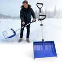 Snow Shovel for Driveway, 48 Inch Winter Snow Removal with Plastic Double Handle, Ergonomic Lightweight Snow Shovel for Home Sidewalk Garden Car Garage Outdoor