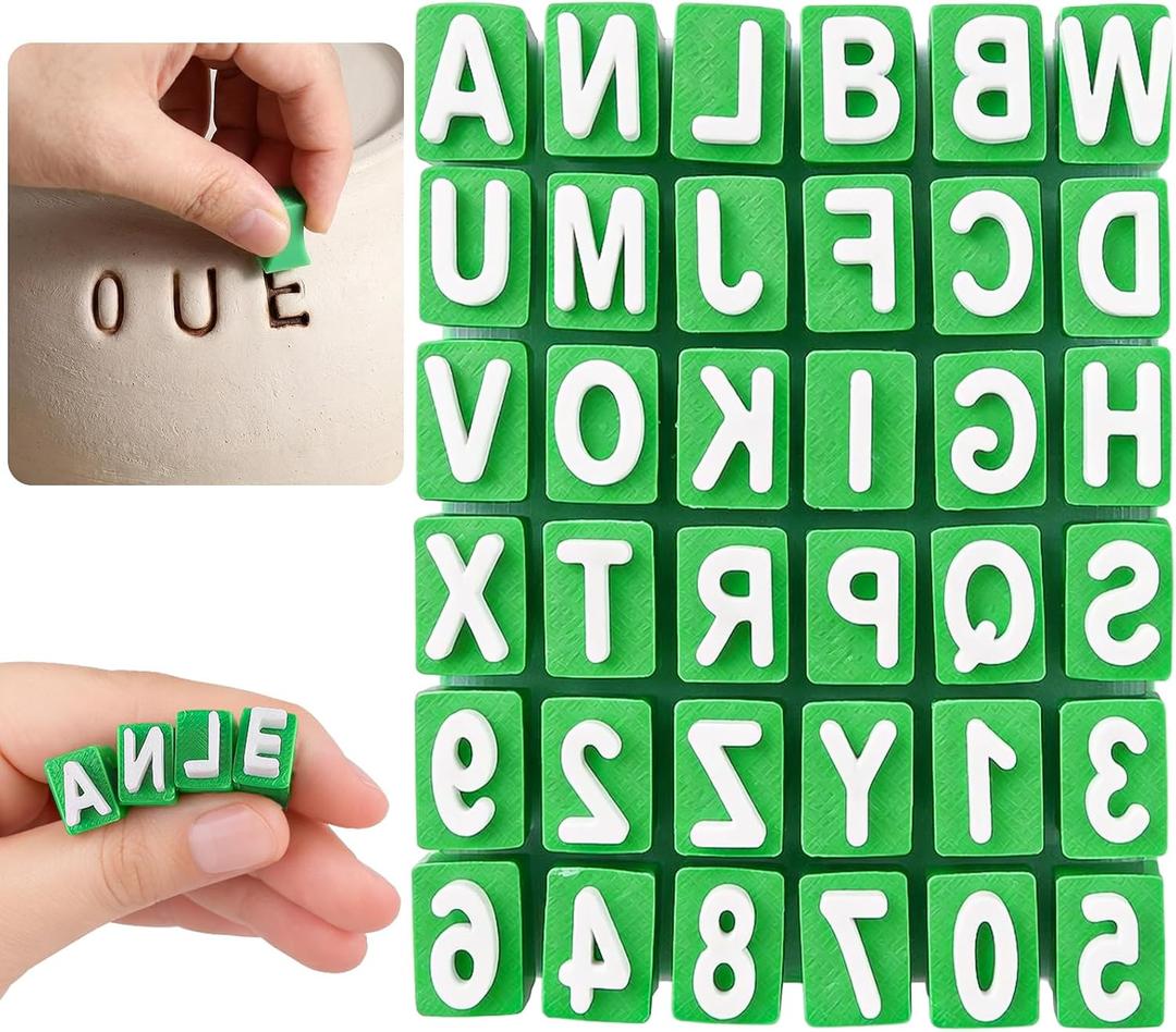 Alphabet Letter Stamps for Clay Pottery - Uppercase Alphabet & Numbers Polymer Clay Stamps Tool - Capital Letters and Number Small Press Fondant Embosser DIY Cookie Stamps