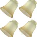 Glass Shade Replacement for Ceiling Fan, 4 Pack Vintage Farmhouse Glass Covers for Light Fixtures Chandeliar Vanity Lighting, Tea Stain Color 2 1/8" Fitter Size