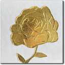 Creespi Hand Painted 3D Gold Floral Wall Art 24x24 inches,Contemporary Abstract Textured Flower Oil Painting On Canvas for Home Decor
