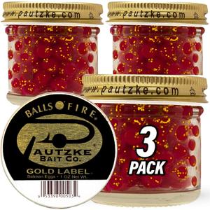Bait and Catch Starter Pack, 3 Autzke Gold Label Salmon Eggs, Gold Danielson Swivels and Baiting Knife