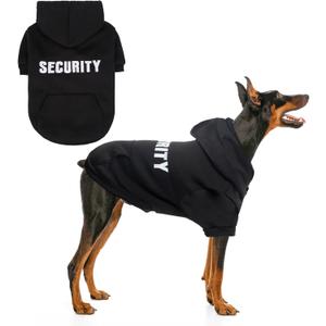 SCENEREAL Security Dog Hoodie Sweater for Large Medium Small Dogs, Embroidered Dog Clothes with Hat Pockets and Leash Hole, Soft Warm Fleece Pets Cold Weather Halloween Costumes for Boys Girls