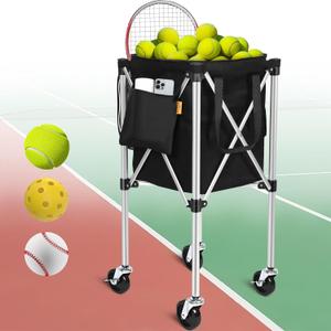 Angooni Professional Tennis Cart with Silent PU Wheels - 2 Capacity Choices (240 Balls) - Sturdy, Lightweight & Portable Storage for Practice and Matches
