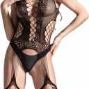 Womens Fishnet Bodystocking Crotchless Bodysuit Sexy Tights Soft Nightwear Naughty Lingerie One Size