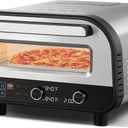 Upgraded indoor Pizza Oven 12 Inch Electric Countertop Pizza Oven with 6 Mode Heats up to 840F Pizza Maker Pizza Cooker for Home Kitchen, Restaurants, Parties - Stainless Steel, 1700W