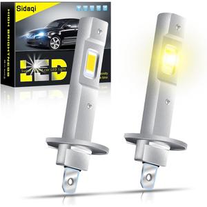 Sidaqi H1 LED Fog Light Bulbs 3000K Yellow 12V 12000LM Super Bright 16-SMD 3570 Chips Plug and Play H1 LED Bulb Replacement for Car H1 Fog Light Daytime Running Lights DRL,Pack of 2