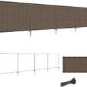SunnyRoyal 5' x 24' Privacy Fence Screen Panel with Iron Poles Freestanding No Dig Heavy Duty Windscreen Mesh Fabric Temporary Dog Fencing for Outdoor Backyard Patio Garden (Brown)