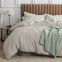 Bedsure Waffle Comforter Set King, Linen Soft Bedding, Waffle Weave Bed Set, 3 Pieces, 1 Comforter (104"x90") and 2 Pillow Shams, Cotton Shell and Polyester Lining for All Seasons