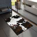 MUGINYU Western Cowhide Cow Print Bath Mat, Farmhouse Cowboy Decor Western Bathroom Rug Quick Dry Absorbent Non-Slip Bathroom Rugs Thin fit Under Door Floor Mats 16"*24" W*L