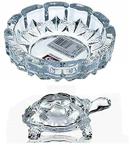 Crystal Glass Turtle-Tortoise for Feng Shui and Vastu/Feng Turtle Tortoise Showpiece Gift Good Luck, Health Prosperity, Plate - Length: 4.5, Width: 4.5, Height: 2.8 Inch