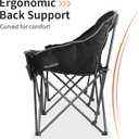 Fully Padded Folding Double Camping Chairs,Comfy Oversized Loveseat Lawn Chair w/Wine Glass Holder,Cup Holder,Heavy Duty Outdoor Portable Camp Couch Support 600 Lbs,Black