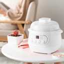 Small Electric Stew Pot 1L 200W with Ceramic Liner, 24 Hour Appointment,Slow Cooker for Porridge, Soup, Rice,Multifunctional Fully Automatic Home Stew Pot,White