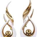 2-Piece Abstract White and Gold Home Decor, Ceramic Abstract Sculpture, Modern Art Piece, Suitable for Room Coffee Table Countertops, Office Bookshelves, Dining Table Centers, Entryway Decor.
