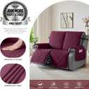 TAOCOCO 100% Waterproof Recliner Loveseat Cover Non Slip Couch Cover for 2 Seat Reclining Sofa, Split Reclining Loveseat Covers 2-Piece with Straps for Kids Pets(2 Seater, Wine)