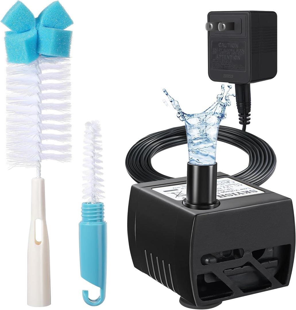 Dreyoo Pet Water Fountain Pump Compatible with PioneerPet Smartcat Fountain, 50 GPH 2W Cat Water Fountain Pump Replacement with Cleaning Brush Kit for Cat Water Dispender Pet Drinking Fountain