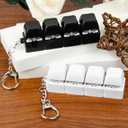 2 PCS White & Black Keyboard Fidget Toy, Keyboard Fidget Keychain 4-in-1 Keyboard Decompression Button Finger Clicker Toys, Button Stress Relief Fidget Gifts to Relief Stress (General)