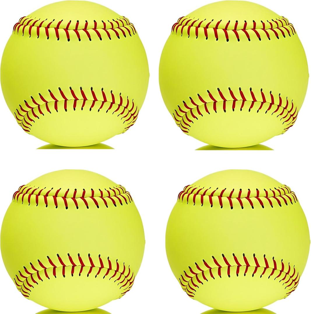Official Size 12" Softballs - Fastpitch Practice & Training Balls, Leather Covered