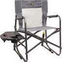 GCI Outdoor Freestyle Rocker Portable Folding Rocking Chair, Outdoor Camping Chair with Side Table (Heathered Pewter)