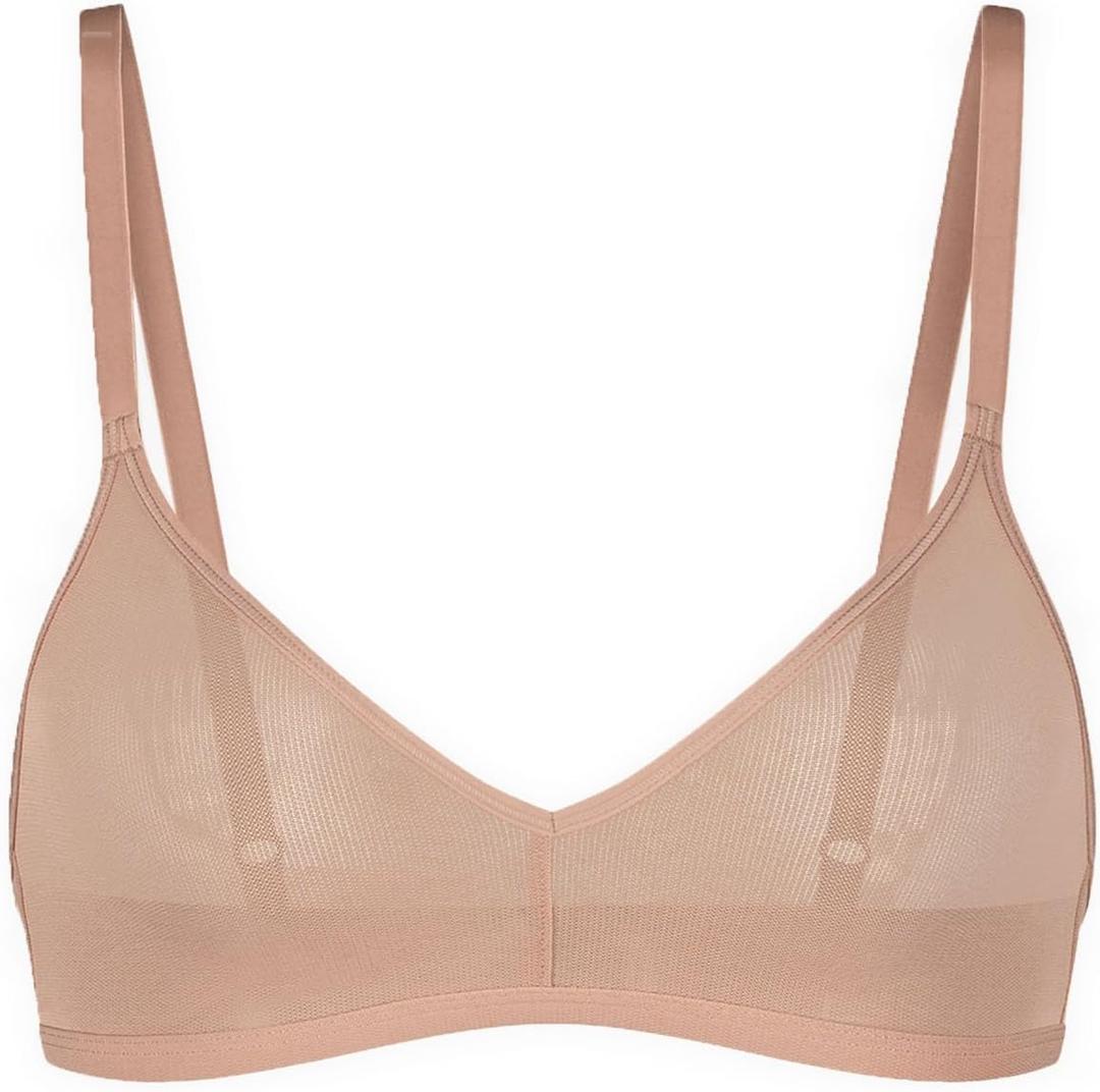 NEGATIVE Underwear  Sieve Non-Wire Bras for Women  Comfortable Wireless Bras  Supportive with Breathable Fabric (3, Buff)