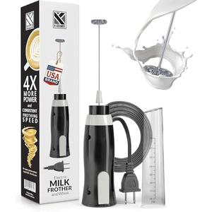 K-Brands Corded Electric Milk Frother with Plug in - Handheld Electric Whisk Stirrer Whipper - Foam Maker for Coffee, Latte, Cappuccino, Hot Chocolate – Powerful Drink Mixer