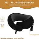Tuvalud Travel Neck Pillow,360 Surround Support, Memory Foam Travel Pillow with Adjustable Buckle for Airplanes, Cars & Office Naps (Black)