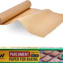 Unbleached Parchment Paper Roll, 15 in x 210 ft Unbleached Non-Stick Baking Paper, Heat Resistant & Food Grade Brown Parchment for Baking, Oven, Cooking, Grilling, Air Fryer