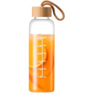 17oz Glass Water Bottles with Time Marker, Glass Bottles with Lid, BPA-Free Reusable Bottle for Gym, Office