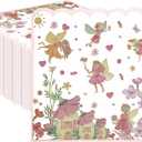3 x 50pcs Fairy Napkins, 3-Ply Disposable Dinner Napkins Paper Party Scalloped Wonderland Forest Garden Disposable Paper Napkins for Fairy Birthday Party Baby Shower Decorations (6.5in)